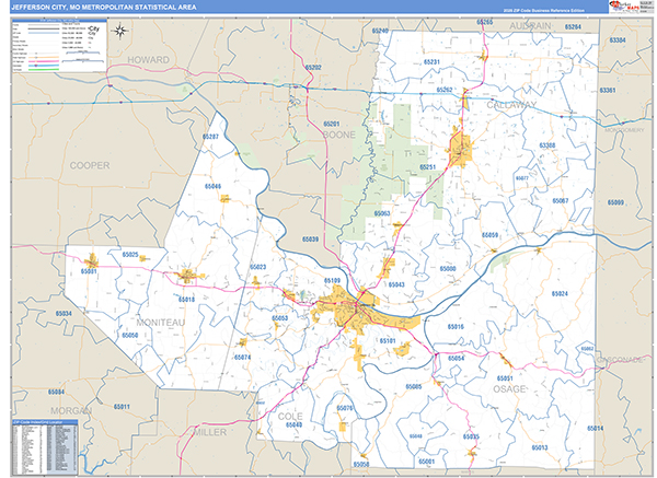 Jefferson City Metro Area Wall Map